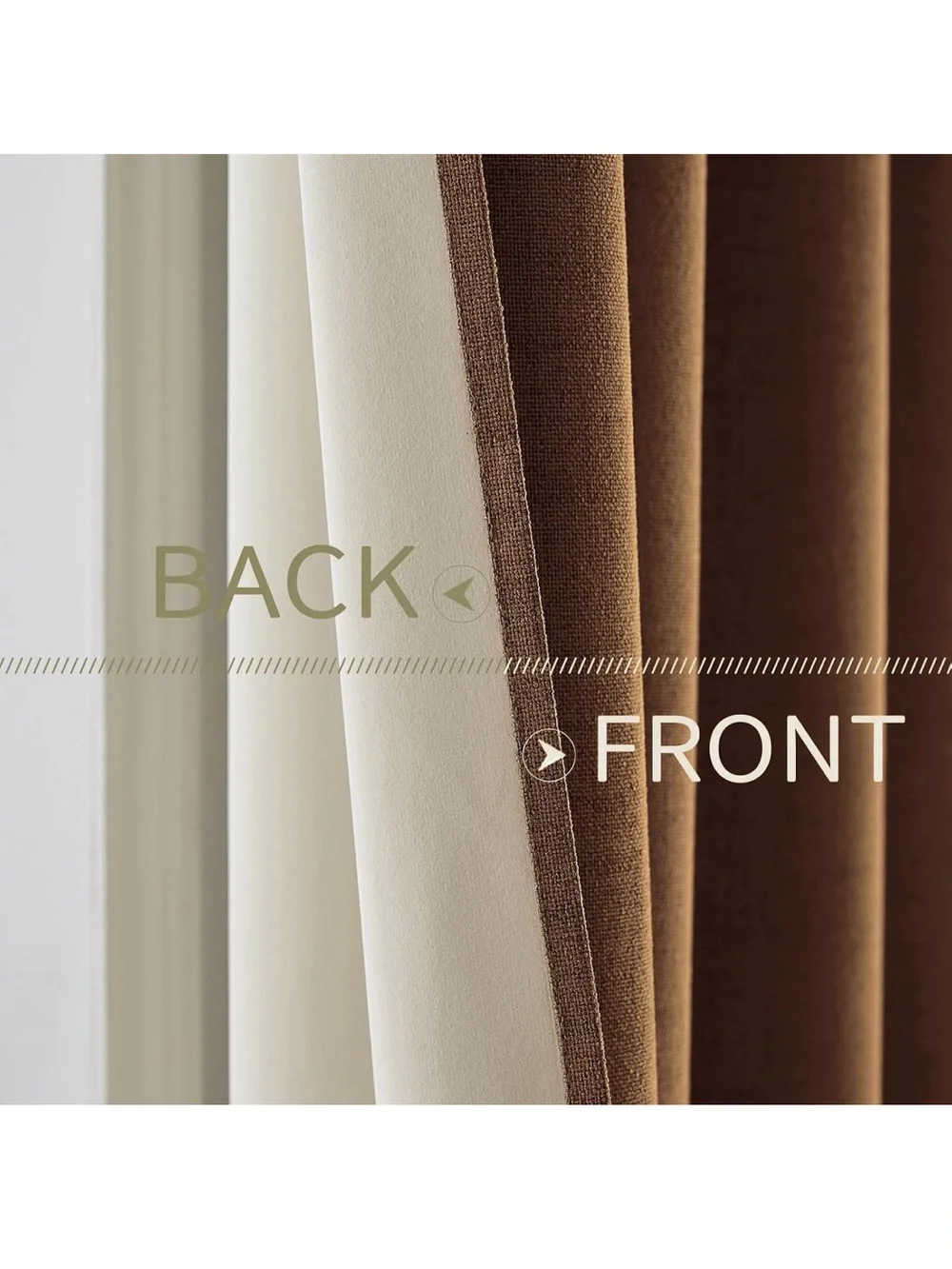 MIULEE 100% Blackout Linen Curtains for Bedroom 52x45 Inches Brown 2600/bb8-1